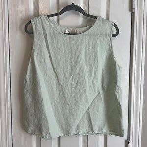 Mint Green 100% Linen Studio Works Tank Top
